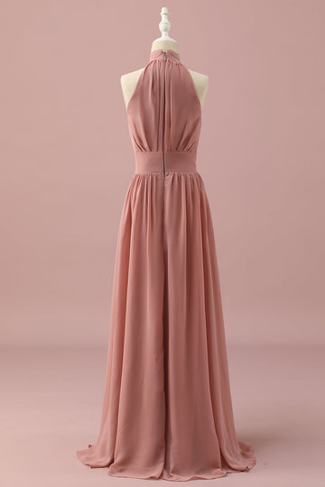 Jasnobrązowa sukienka dla druhen Halter Chiffon Junior